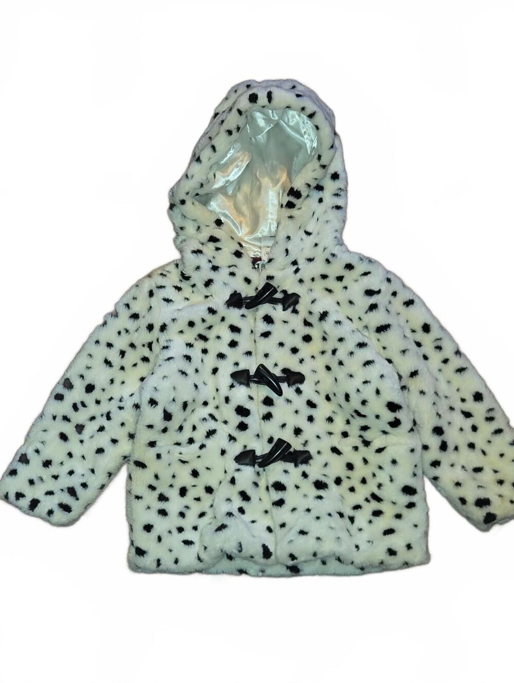 Vintage Disney Store 102 Dalmatians Girls Faux Fur Coat Jacket Toggle White XS